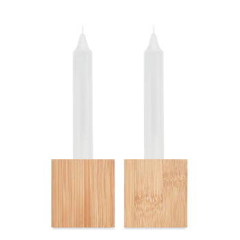 Zestaw 2 świec z bambusowymi podstawkami PYRAMIDE